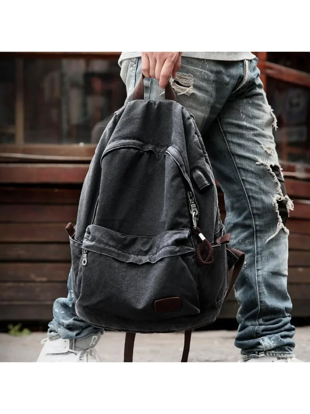 Stylish Canvas Backpack for Men & Women - Fits 15.6